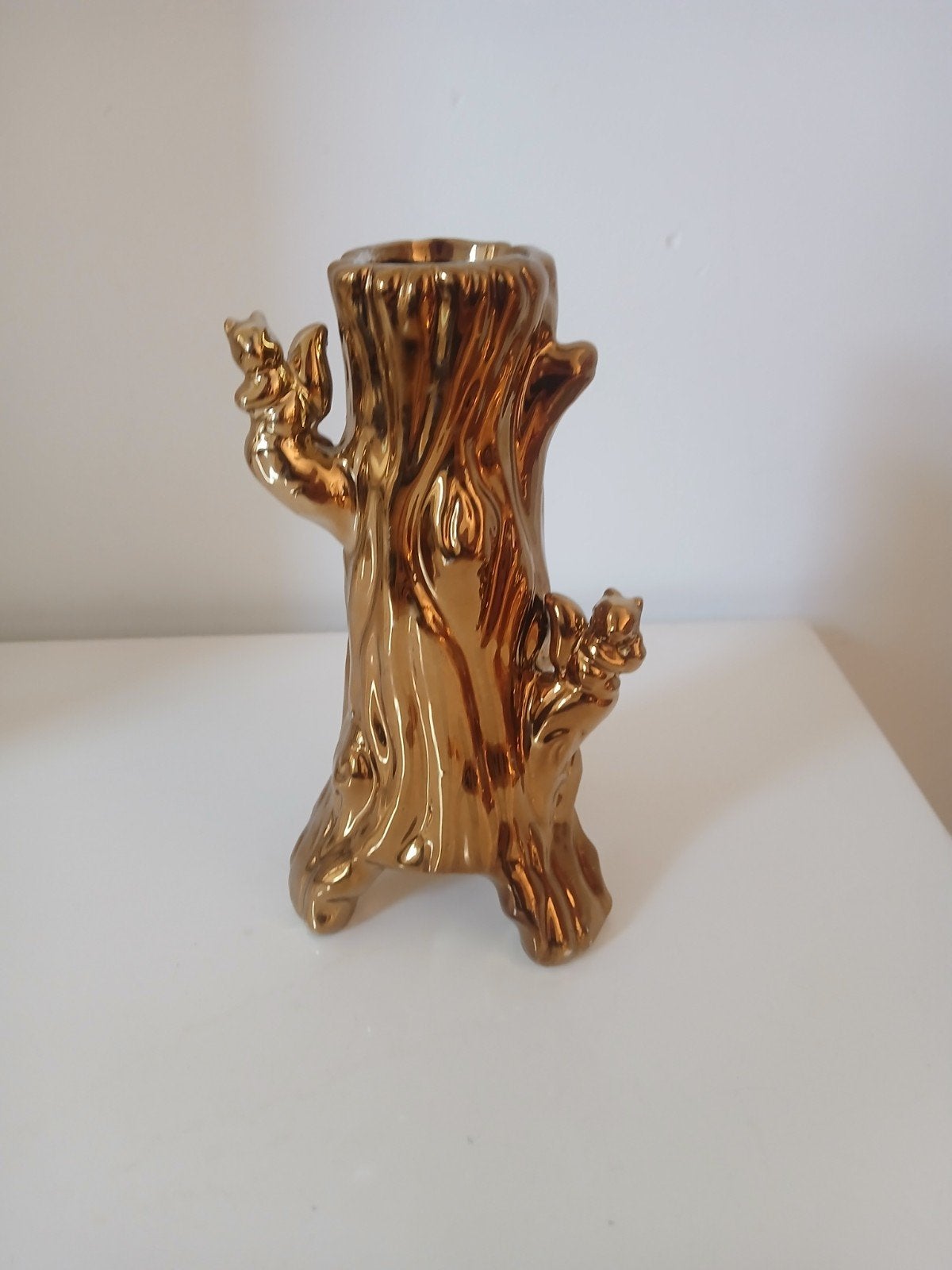 Des Pots vaas, Ophalen of Verzenden, Zo goed als nieuw, Goud, 19 cm