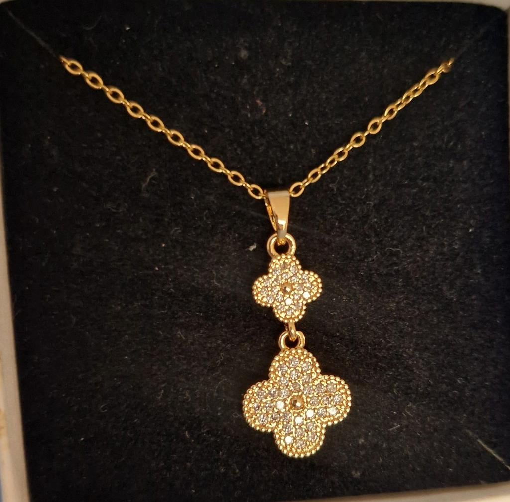 Mooie klaver ketting Goudkleurig, Overige materialen, Nieuw, Ophalen of Verzenden, Goud