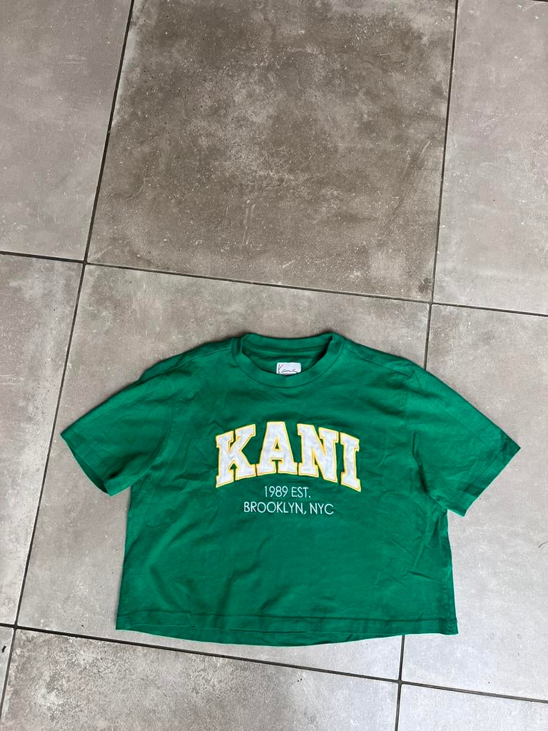 KANI GROEN CROPPED TSHIRT TOP CROPTOP KORTE MOUWEN MAAT M, Maat 38/40 (M), Ophalen of Verzenden, Zo goed als nieuw, Korte mouw