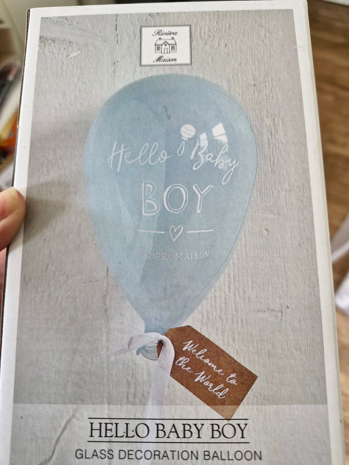 Riviera Maison Hello Baby Boy Glazen Decoratie Ballon, Kinderen en Baby's, Ophalen, Nieuw, Kraamcadeau