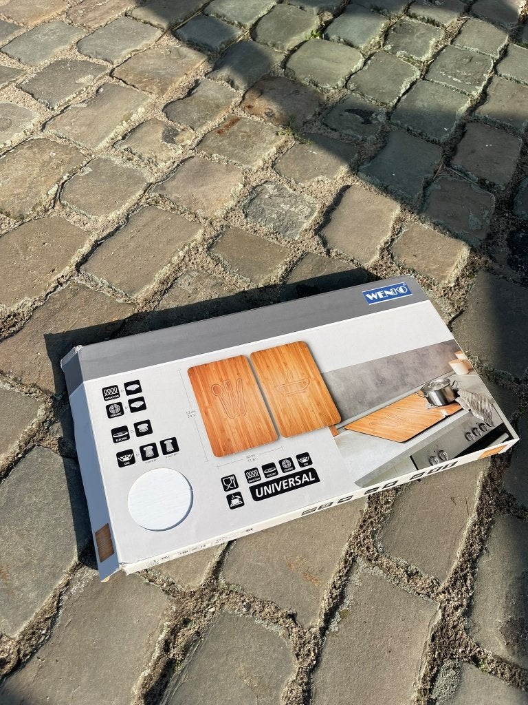 WENKO kookplaat afdekplaten bamboe – 2 stuks, Huis en Inrichting, Beige, Nieuw, Ophalen of Verzenden, Glas