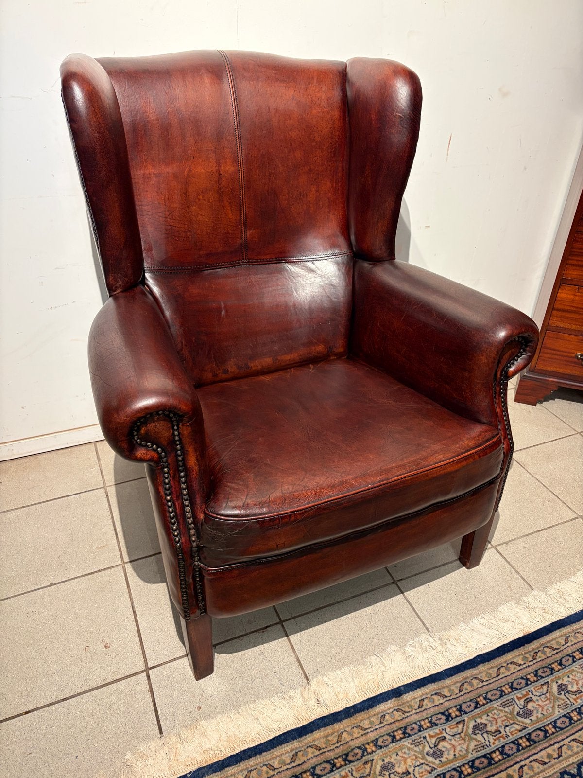 Luxe Schapenleren Heren Oorfauteuil - Mancave/Kantoor/Woonka