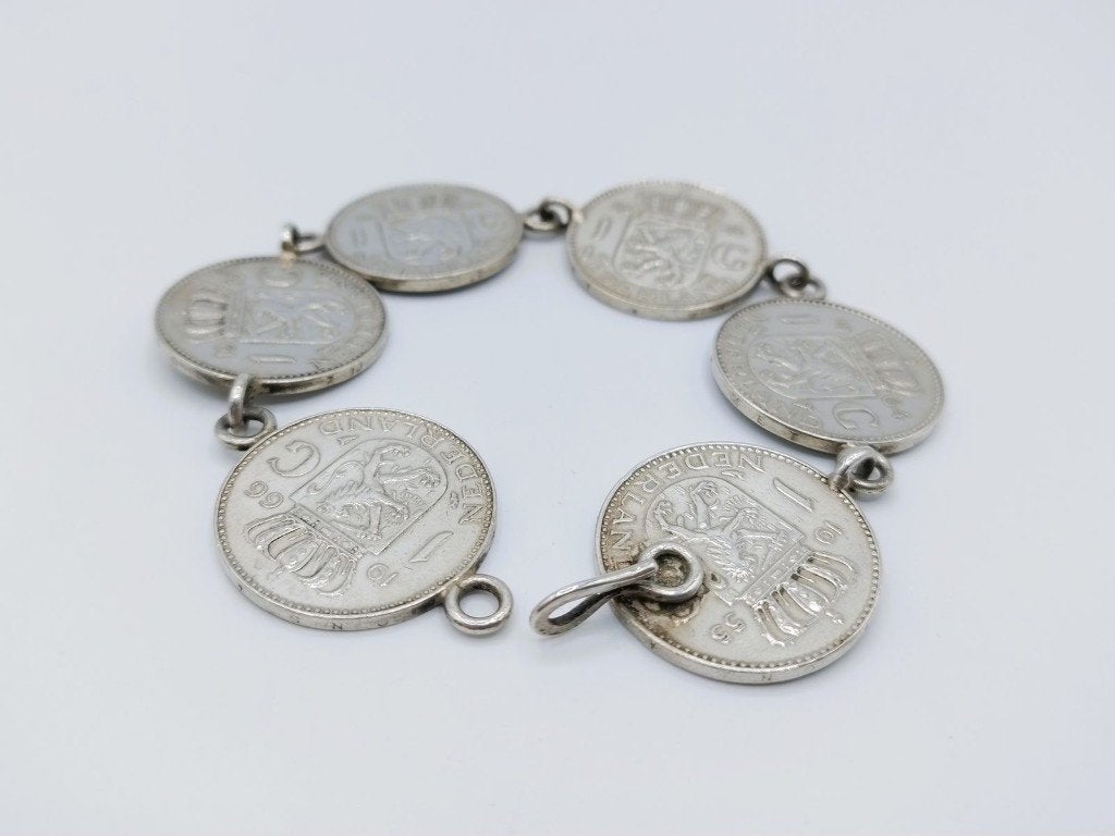 Zilveren armband met 6 guldens van Juliana, 20 cm, Info@zilverwebsite.nl, Ophalen of Verzenden, Zo goed als nieuw, Zilverwebsite.nl