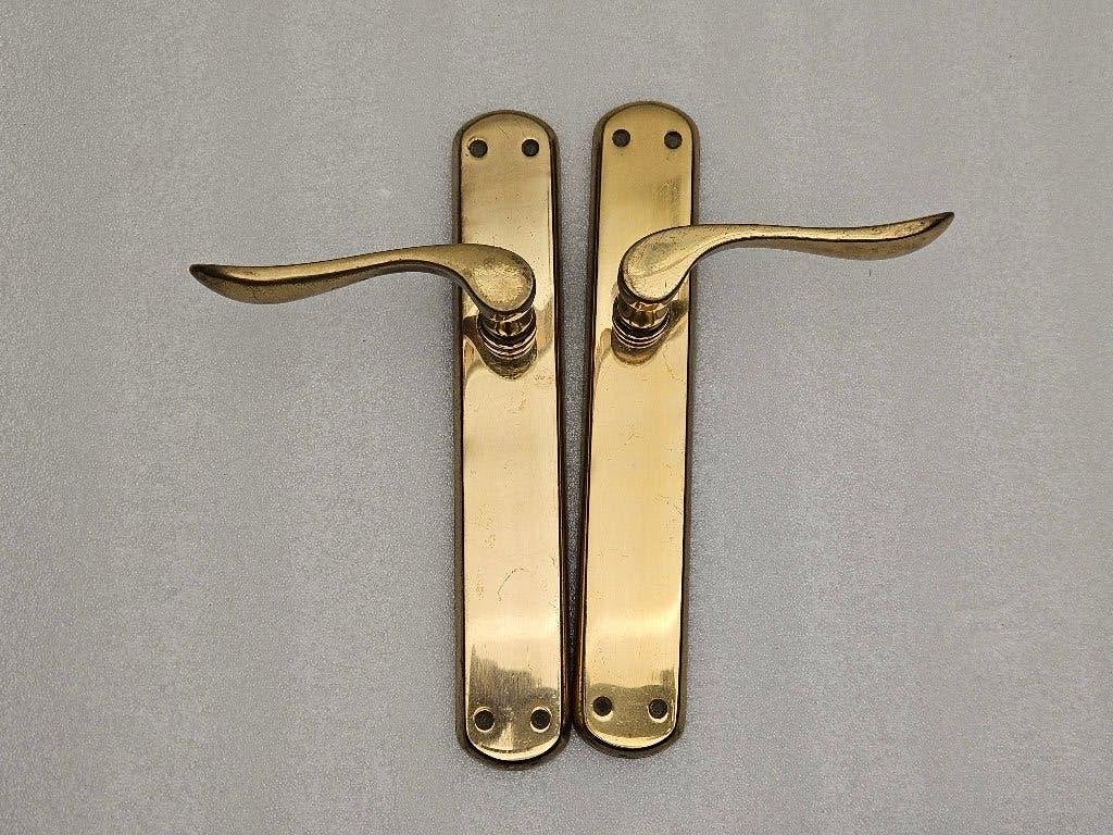 Setje vintage Geelkoperen Deurbeslag set nr.20, Antiek en Kunst, Antiek | Woonaccessoires, Ophalen of Verzenden