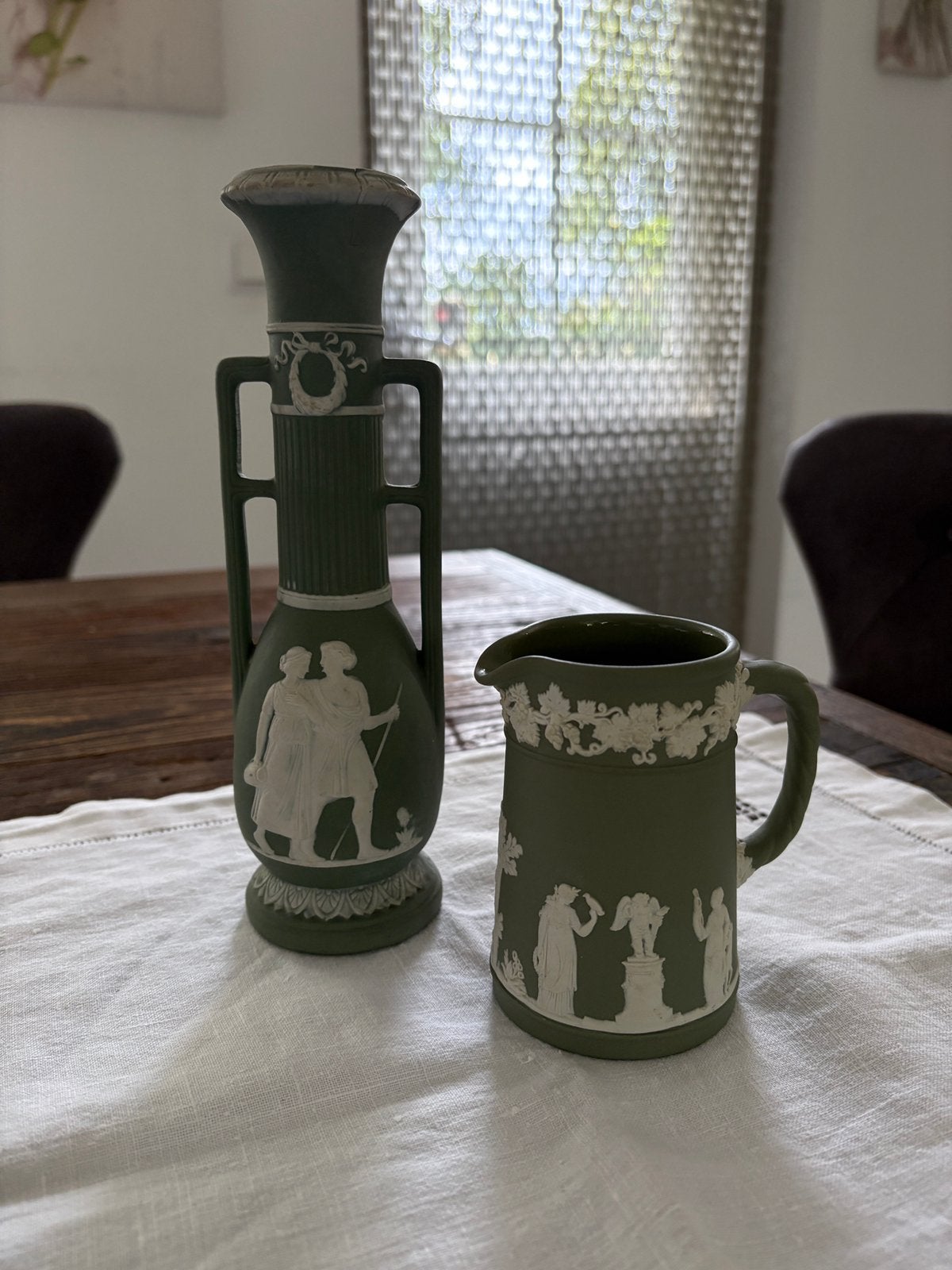 Vintage jasperware set - klassiek en decoratief., Antiek en Kunst, Antiek | Porselein, Verzenden
