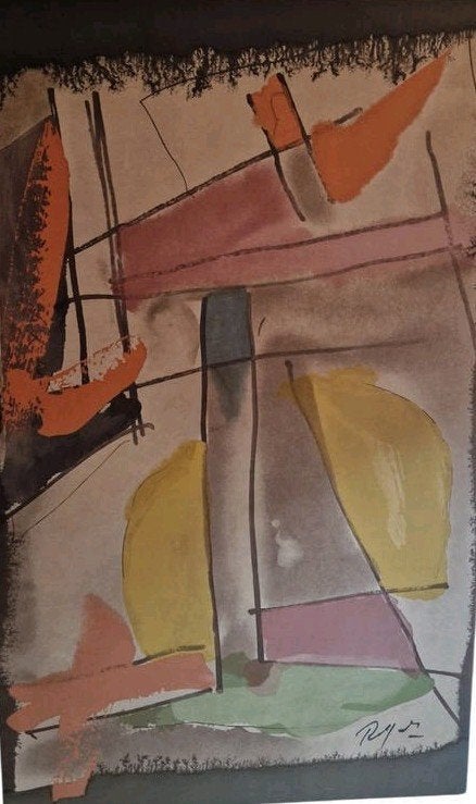XL Robert Jacobsen origineel wanddoek mid century 210x130, Ophalen of Verzenden