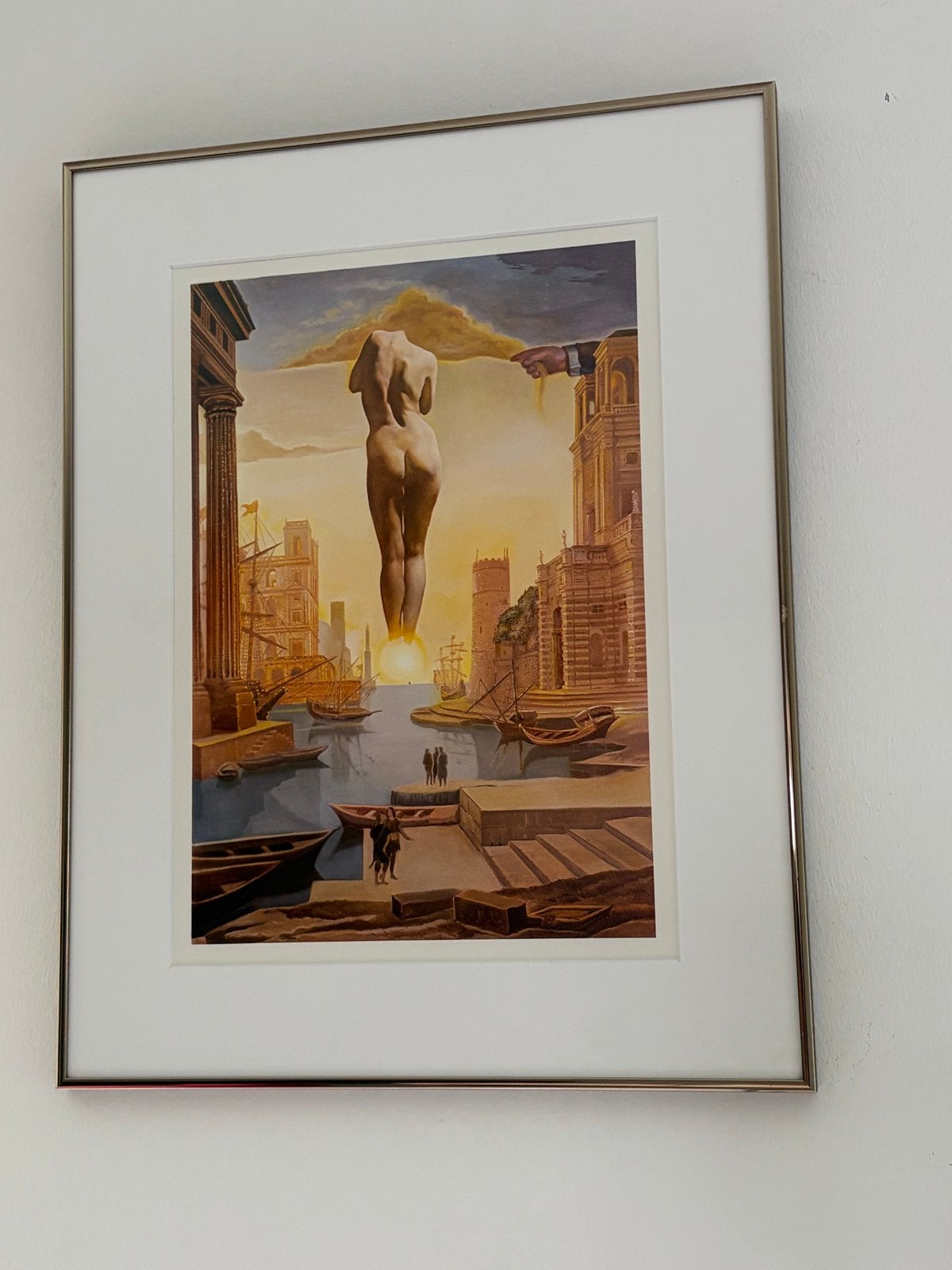 Surrealistisch kunstwerk in lijst - Dali-achtige stijl, Antiek en Kunst, Kunst | Schilderijen | Klassiek, Ophalen, Surrealisme