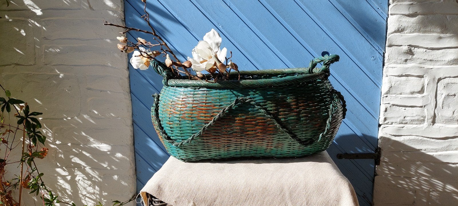 Franse vintage rieten mand., Ophalen