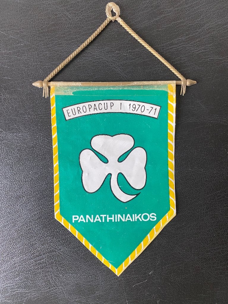 Plastic voetbalvaantje Europa Cup 1 Panathinaikos., Verzenden, Gebruikt, Buitenlandse clubs, Vaantje of Sjaal