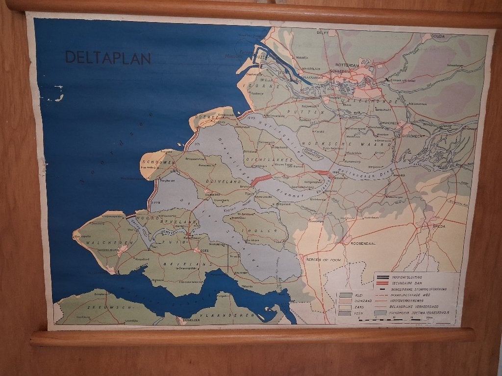 Schoolkaart Deltaplan, Ophalen of Verzenden, Aardrijkskunde