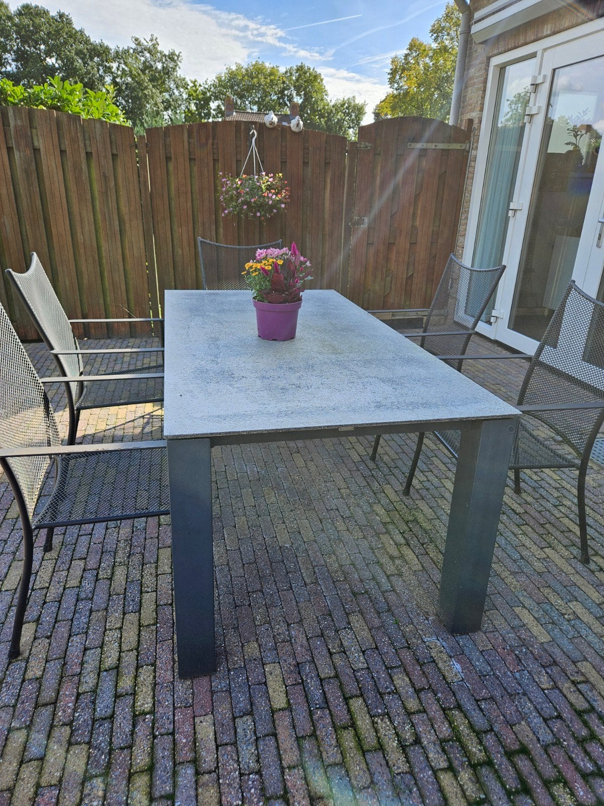 tuintafel en 5 stoelen hele set voor 20 euro, Ophalen, Gebruikt, Rechthoekig