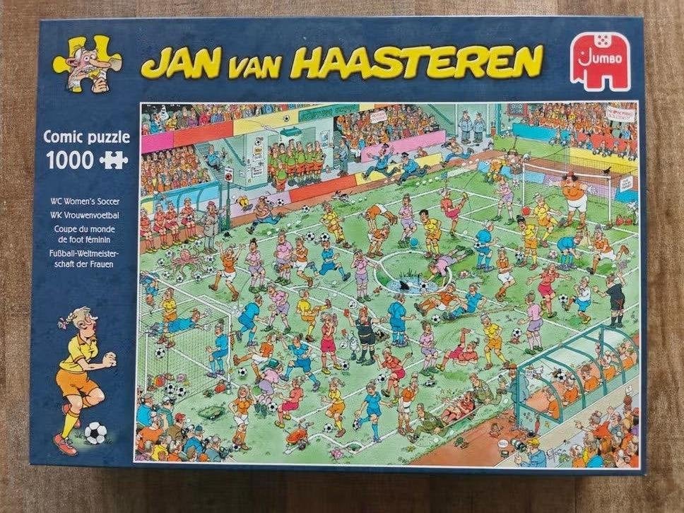 Jan van Haasteren WK Vrouwenvoetbal 1000 stukjes, Ophalen of Verzenden, 500 t/m 1500 stukjes, Zo goed als nieuw