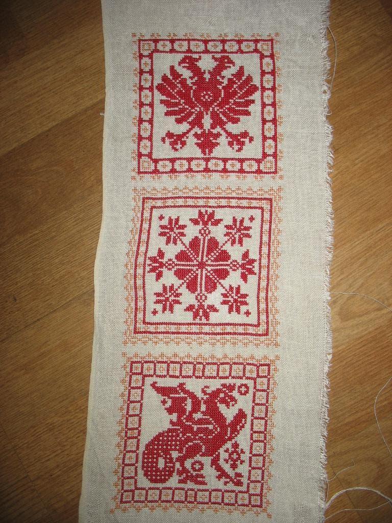 Merklap Geborduurd in Kruissteken Rood Vintage, Ophalen of Verzenden, Handborduren, Patroon
