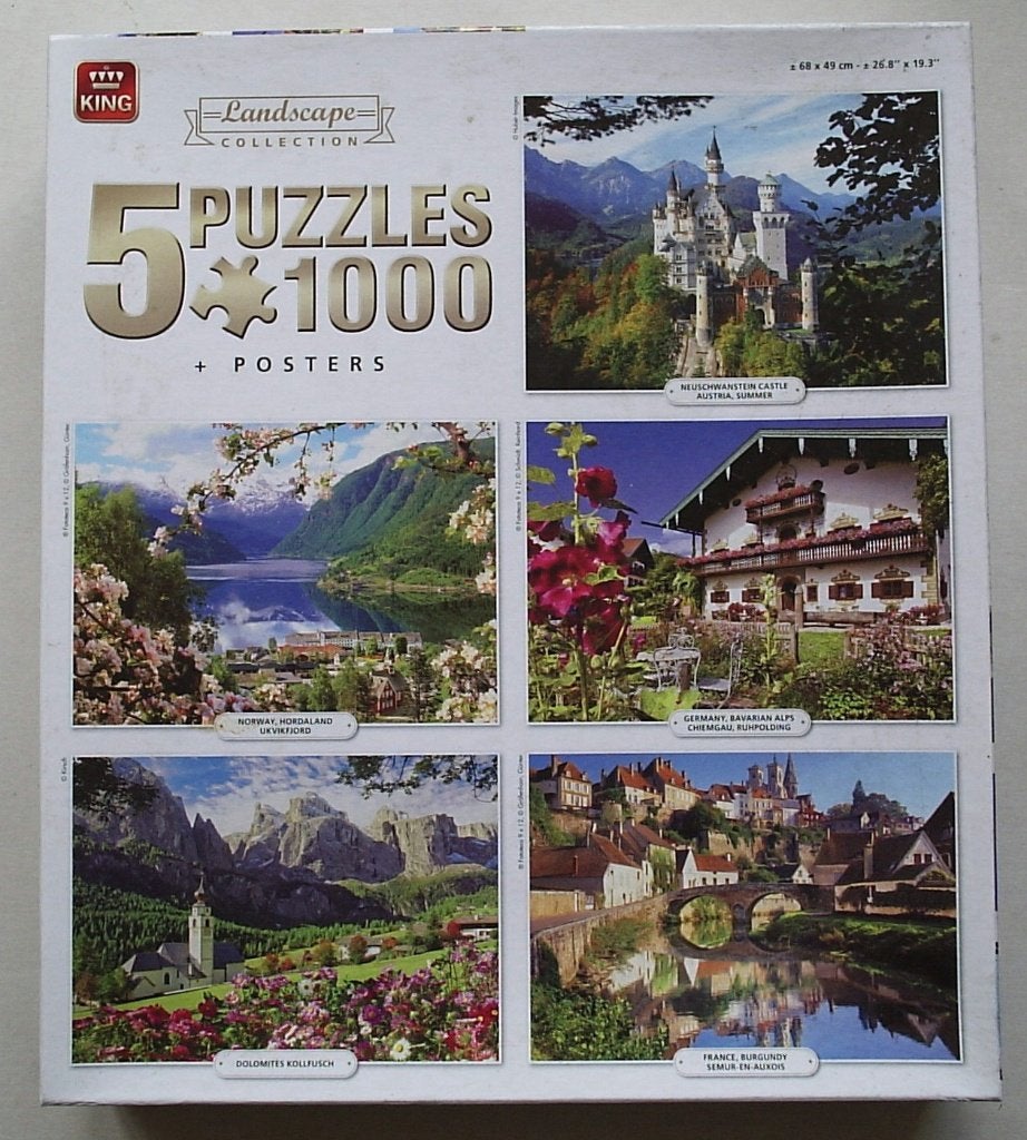 Legpuzzel King - Landscape. 5x 1000 stukjes in één doos, Verzenden, 500 t/m 1500 stukjes, Zo goed als nieuw, Legpuzzel