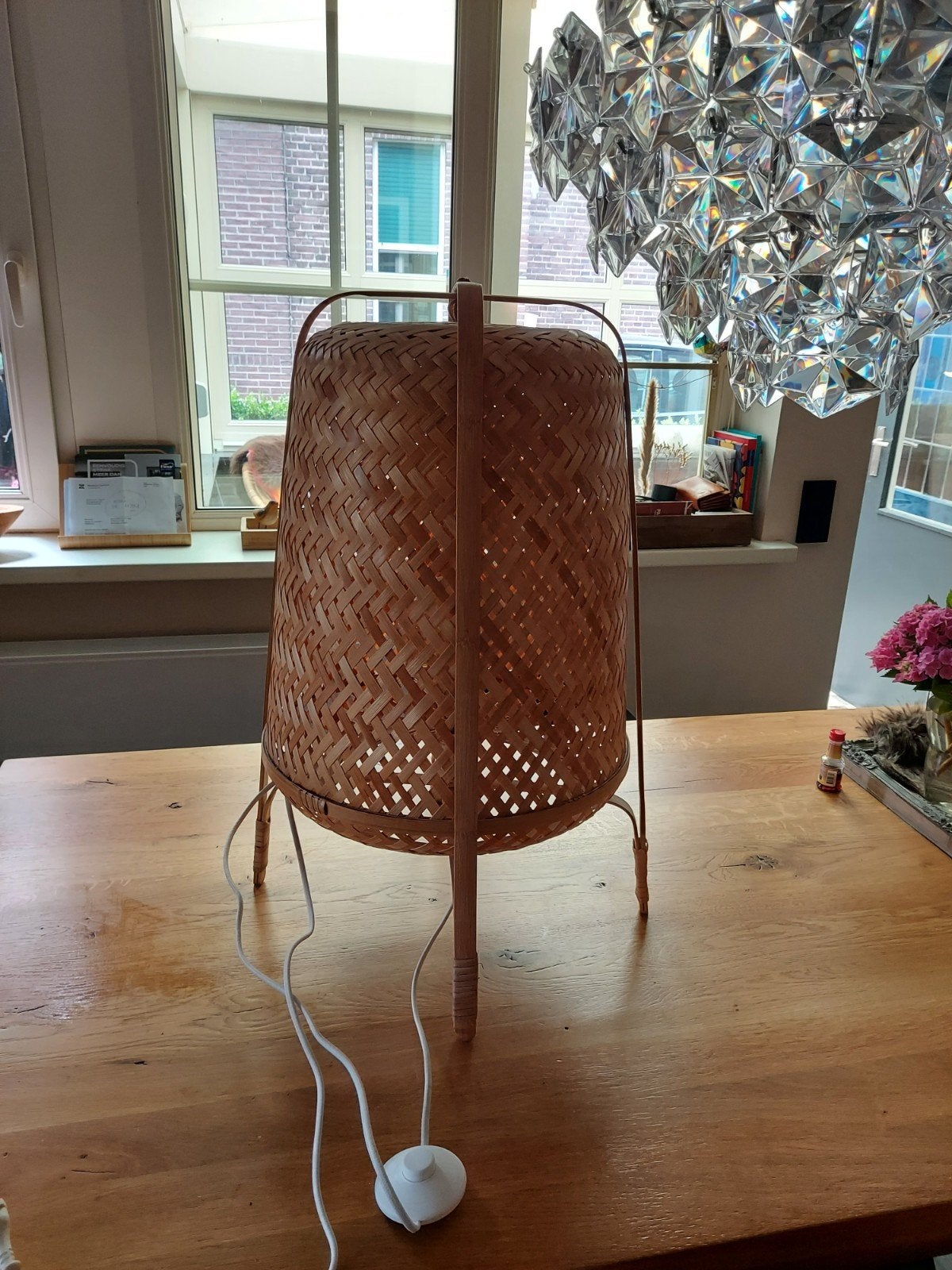 Rotan/Bamboe Tafellamp - Sfeervolle Verlichting, Met schakelaar, Bohemian, Gebruikt, Natuurlijk materiaal