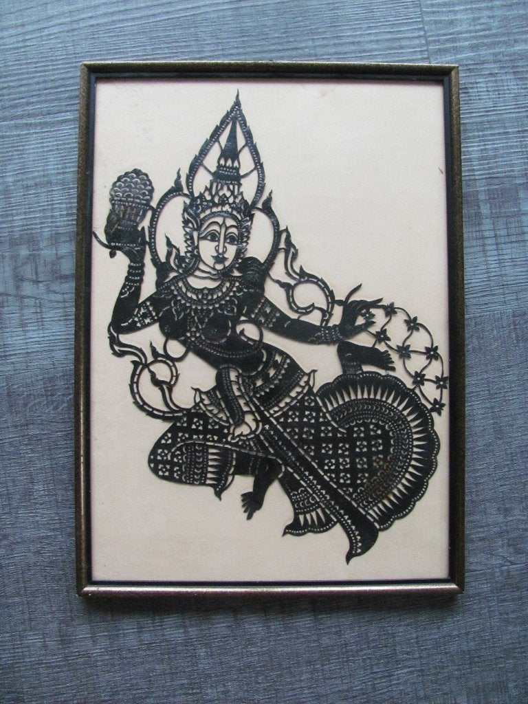 Thaise schaduwspelpop (Nang Talung), Antiek en Kunst, Wanddecoratie, Ingelijst, 30 cm, Overige herkomsten
