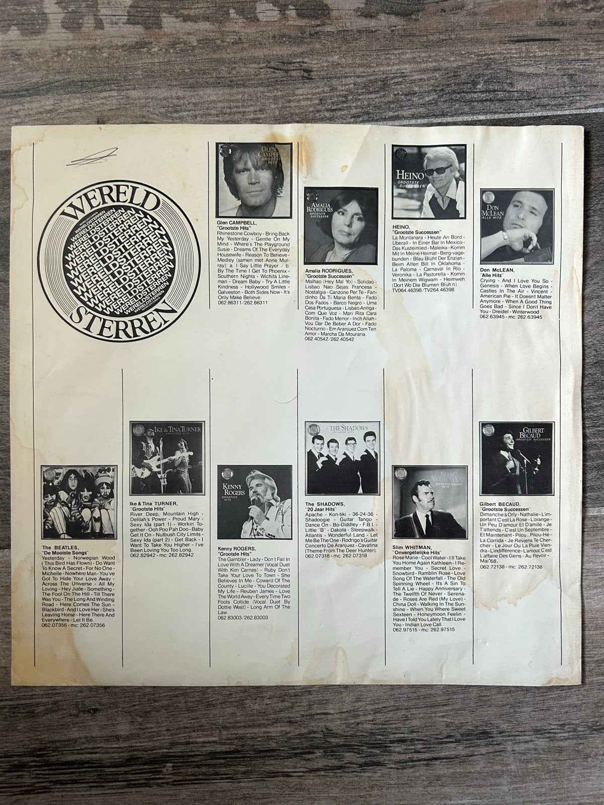 Papieren hoes van een vinyl plaat - Wereldsterren, Gebruikt, Overige genres, Ophalen of Verzenden, 12 inch