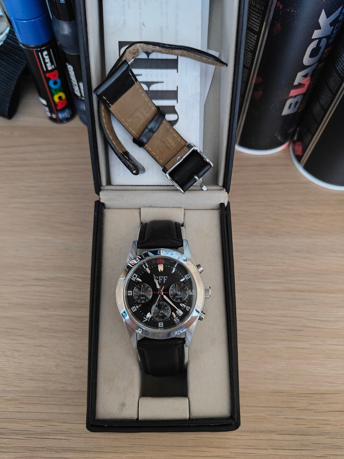 GFF Chronograph horloge, Overige merken, Leer, Staal, Polshorloge