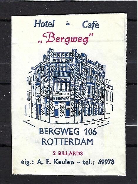 390 Rotterdam hotel cafe BERGWEG, Ophalen of Verzenden, Nederland