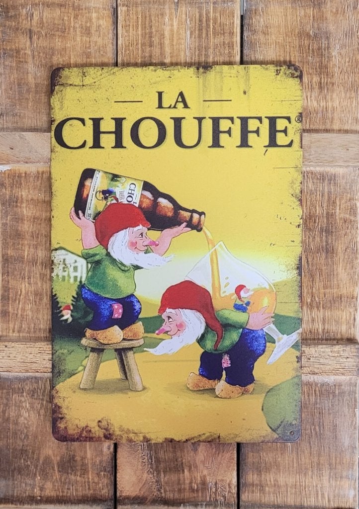 La Chouffe bier kabouter reclamebord van metaal wandbord, Verzamelen, Ophalen of Verzenden, Nieuw, Reclamebord, Plaat of Schild
