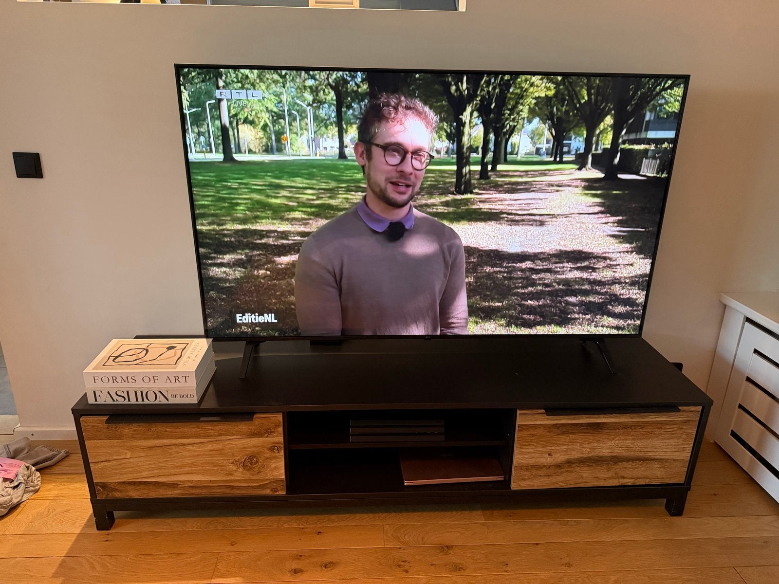 Leenbakker Luuk TV-meubel van mangohout, Ophalen, Gebruikt, 150 tot 200 cm, Minder dan 100 cm