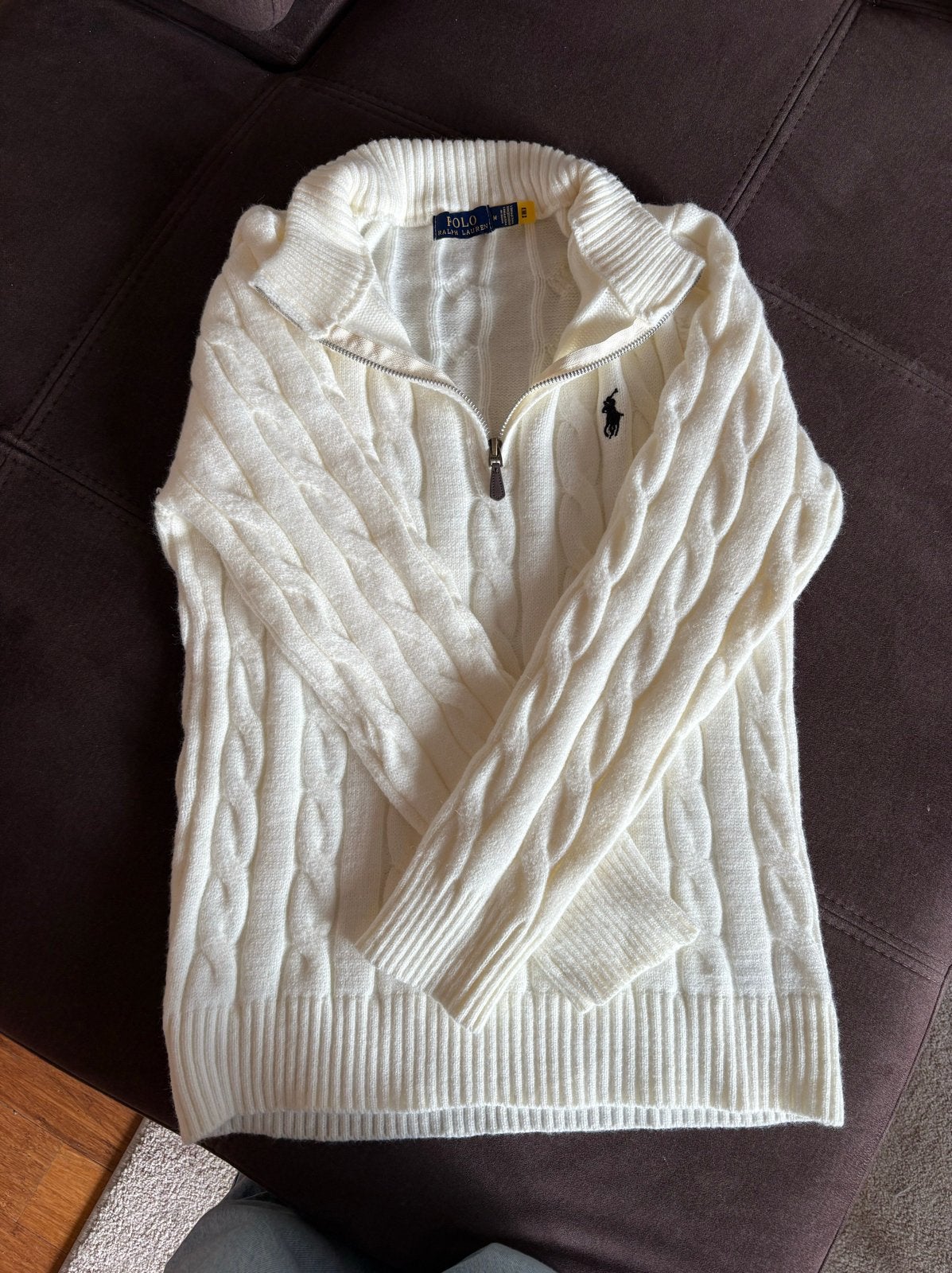 Nieuwe Ralph Lauren trui met rits - Crème, Verzenden, Nieuw, Maat 46 (S) of kleiner, Wit