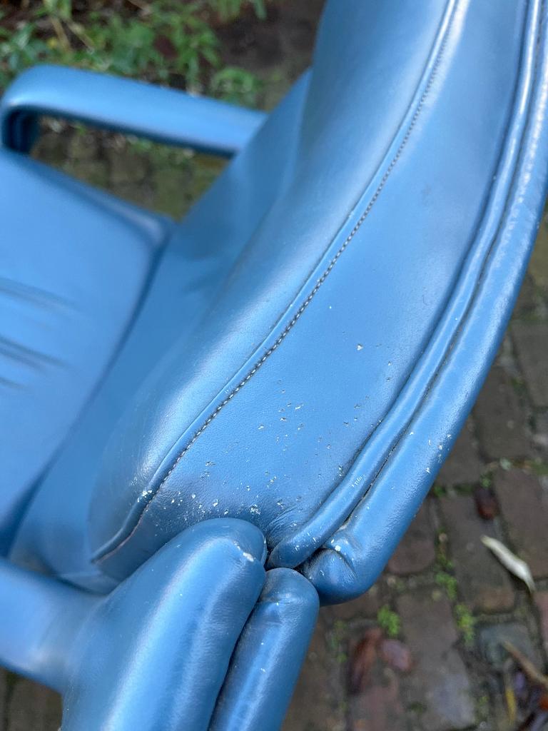 Artifort F140 Geoffrey Harcourt fauteuils leer Lavendel, Ophalen, Gebruikt, 75 tot 100 cm, Leer