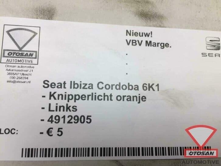 seat ibiza cordoba 6k knipperlicht nieuw! links voor 5826905, Autovia A-2, Km 585 585
08760  Martorell, ES, Nieuw, Ophalen of Verzenden