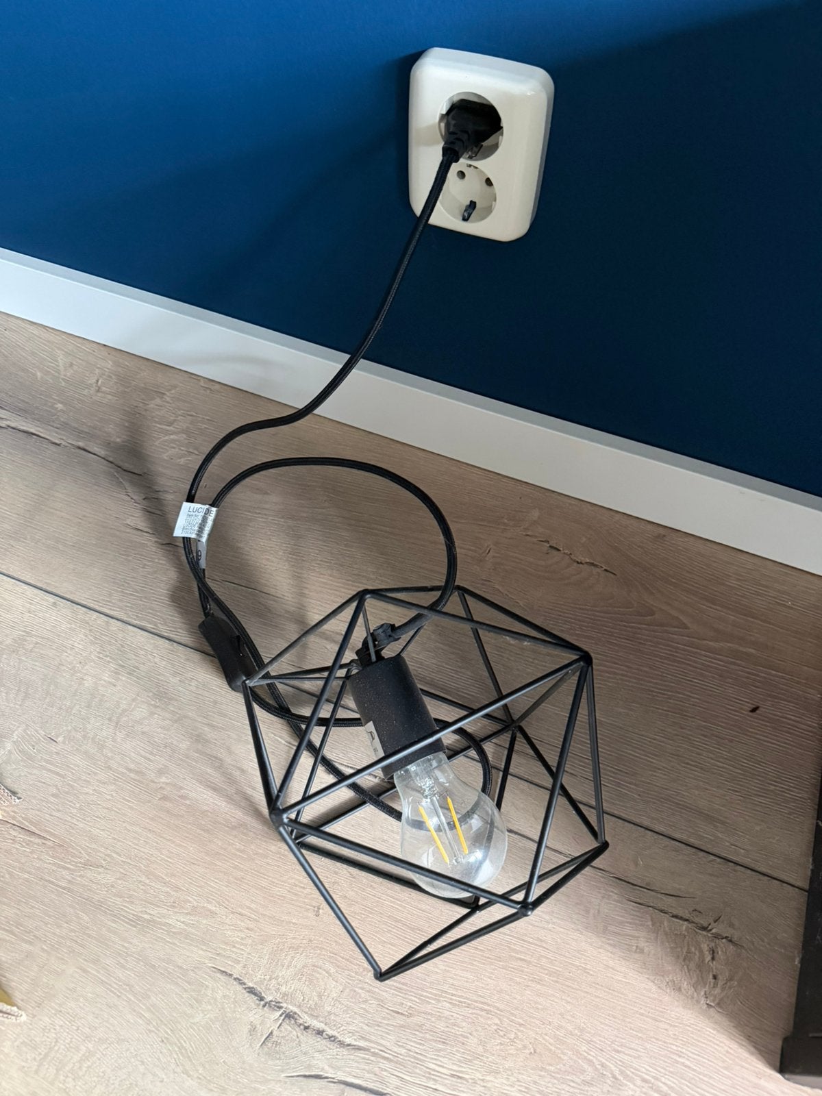 Hexagon lamp zwart, Ophalen, E27 (groot), Zo goed als nieuw, Minder dan 100 cm