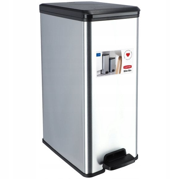 Curver Decobin Pedaalemmer 40 Liter Metallic/Zwart Soft Clos, Logictrading, Info@logictrading.nl, Kramerswei 8a