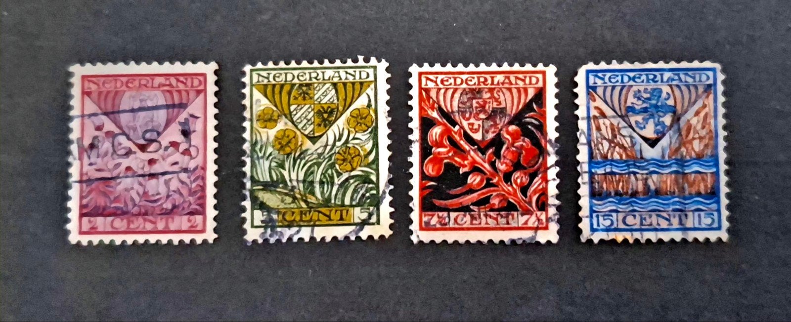 Nederland 1927 nvph nr 208-211 Provinciewapens, Ophalen of Verzenden, Gestempeld