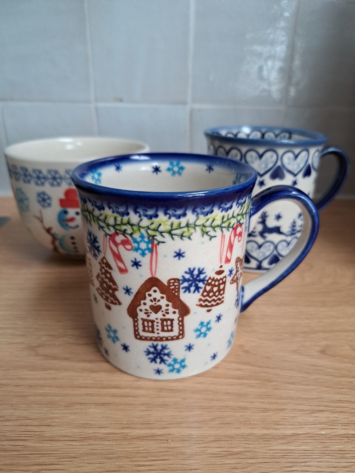 Bunzlau Kerst mokken, Ophalen of Verzenden, Zo goed als nieuw, Overige stijlen, Kop(pen) en/of Schotel(s)