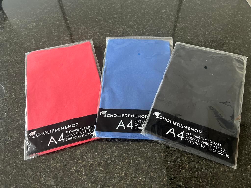 Rekbare boekenkaft A4; 3 stuks., Diversen, Schoolbenodigdheden, Ophalen of Verzenden, Nieuw