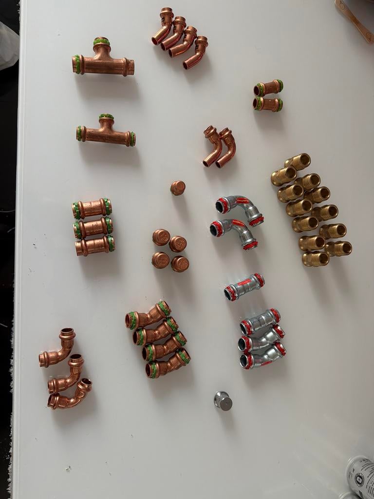Diverse koperen en staal perskoppelingen 12 en 15 mm, Ophalen of Verzenden, Nieuw