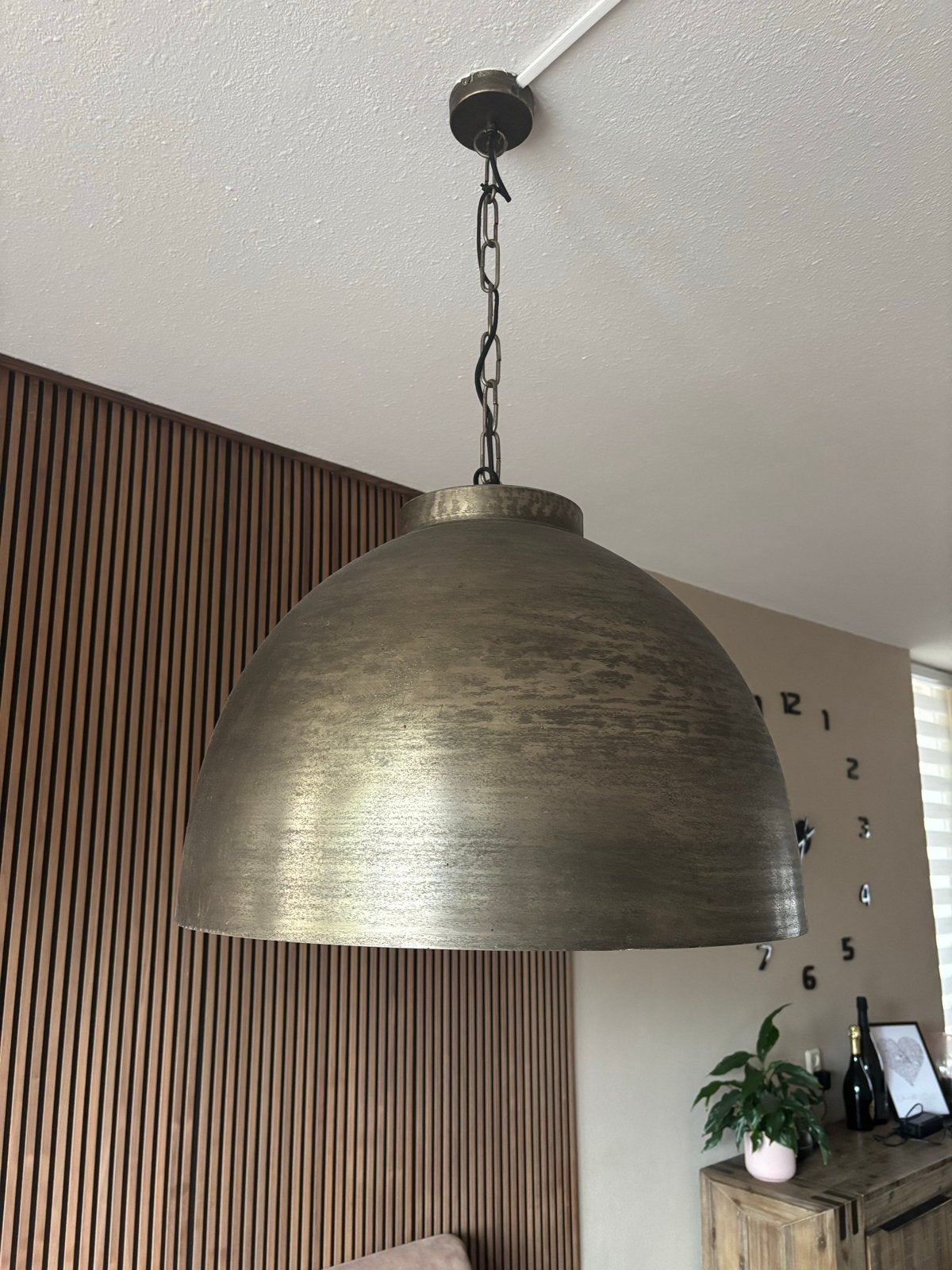 Industriële hanglamp - Bronskleurig metaal diameter 60 cm, Ophalen, Gebruikt, Metaal, E27 (groot)