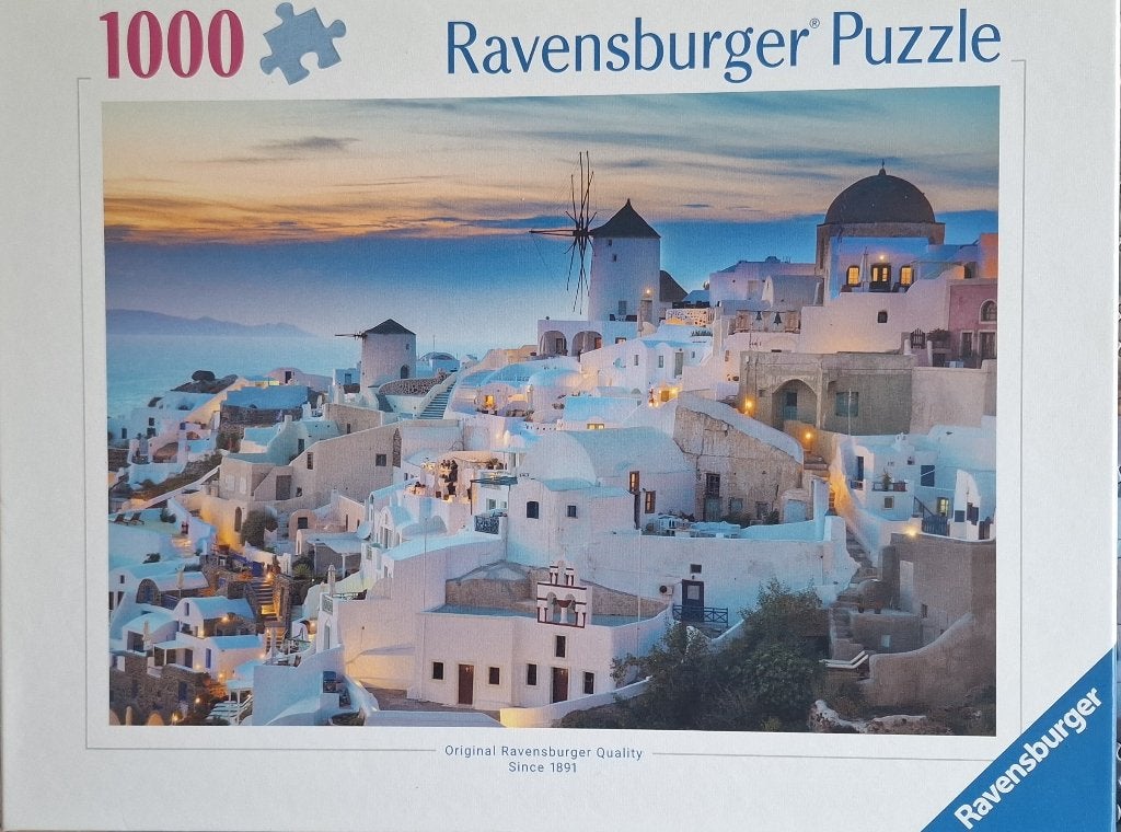 Puzzel - Ravensburger - Evening in Santorini - 1000 stukjes, Ophalen, 500 t/m 1500 stukjes, Zo goed als nieuw, Legpuzzel