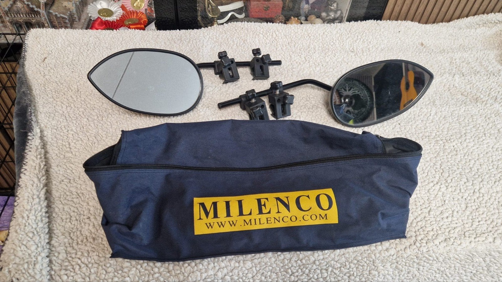 Milenco caravanspiegels met opbergtas, Ophalen, Gebruikt