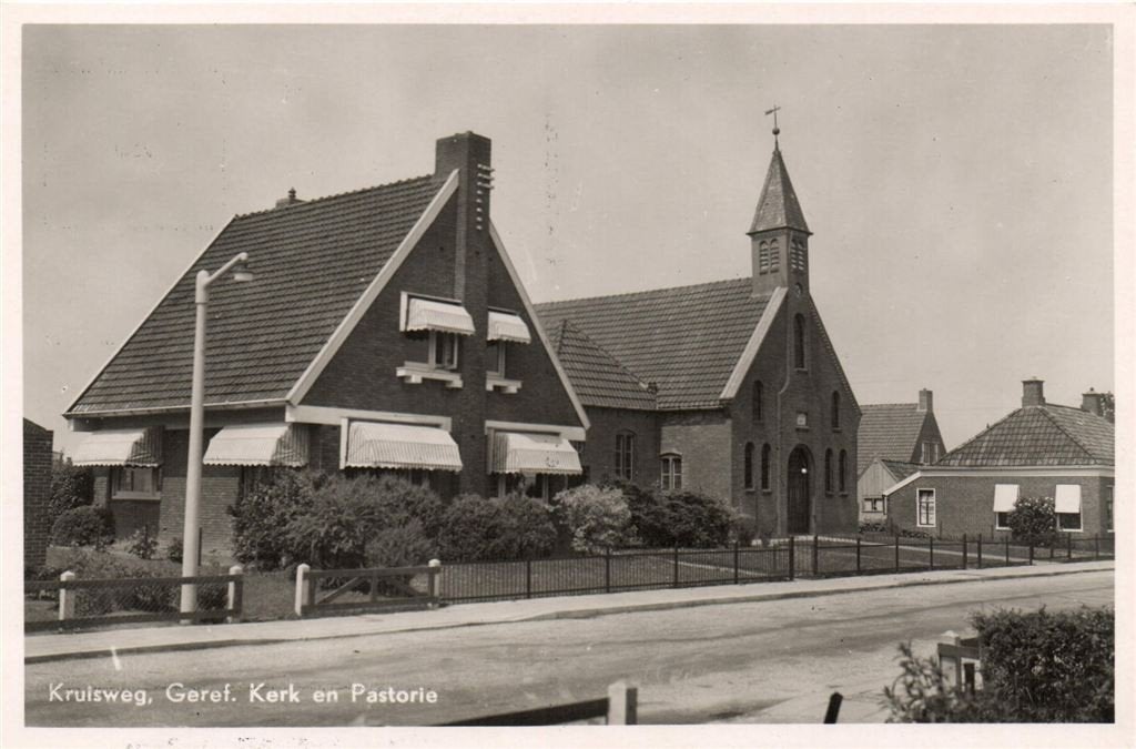 Kruisweg, Geref. Kerk en Pastorie - ongelopen, Verzenden, 1940 tot 1960, Ongelopen, Groningen