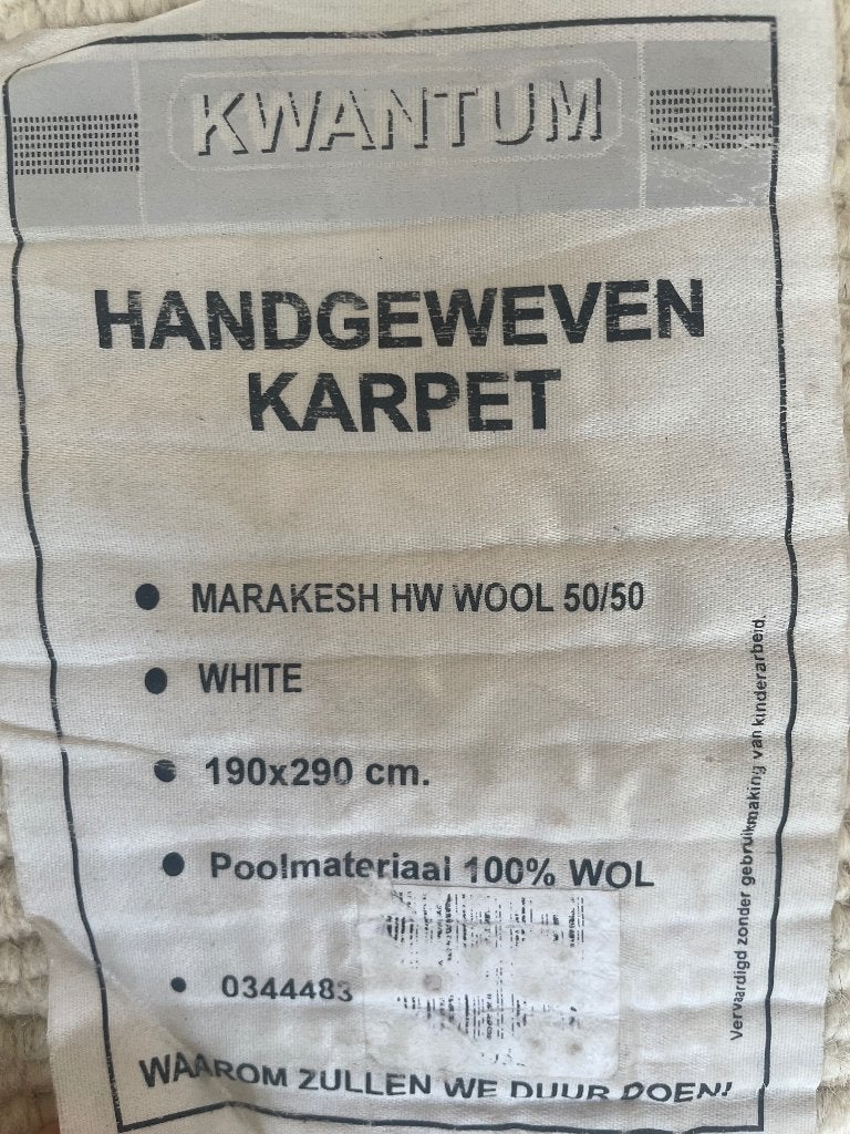 Handgeweven karpet, Ophalen, Wit, 150 tot 200 cm, 200 cm of meer