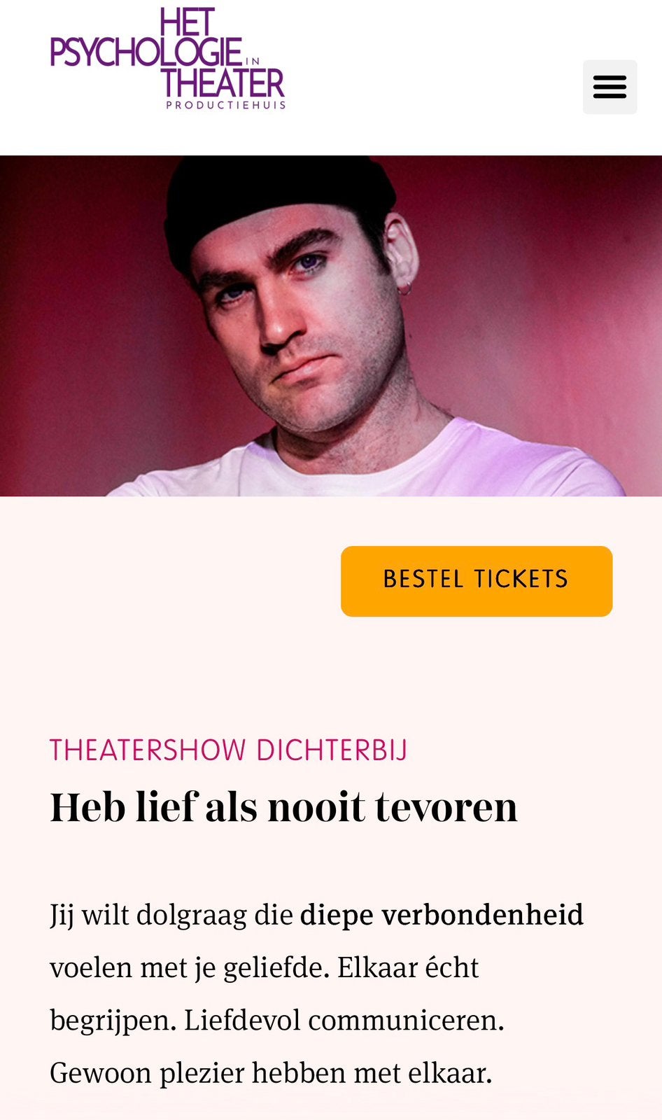 2 kaarten Dichterbij/Psychologie in Theater 11 juni Hoorn, Tickets en Kaartjes, Twee personen, Juni
