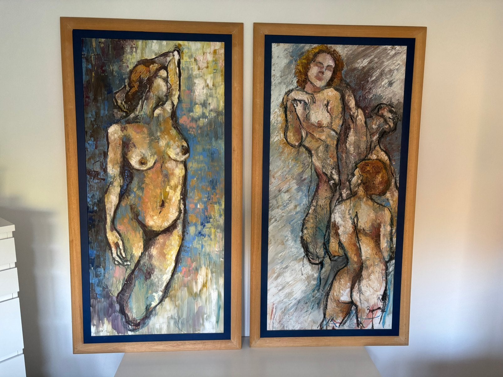 145 cm grote schilderijen gesigneerd G.Brouwer naakt kunst, Ophalen