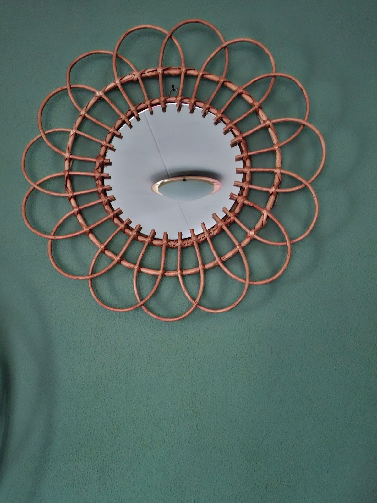 rotan spiegel, Ophalen, Minder dan 50 cm, Rond, Zo goed als nieuw