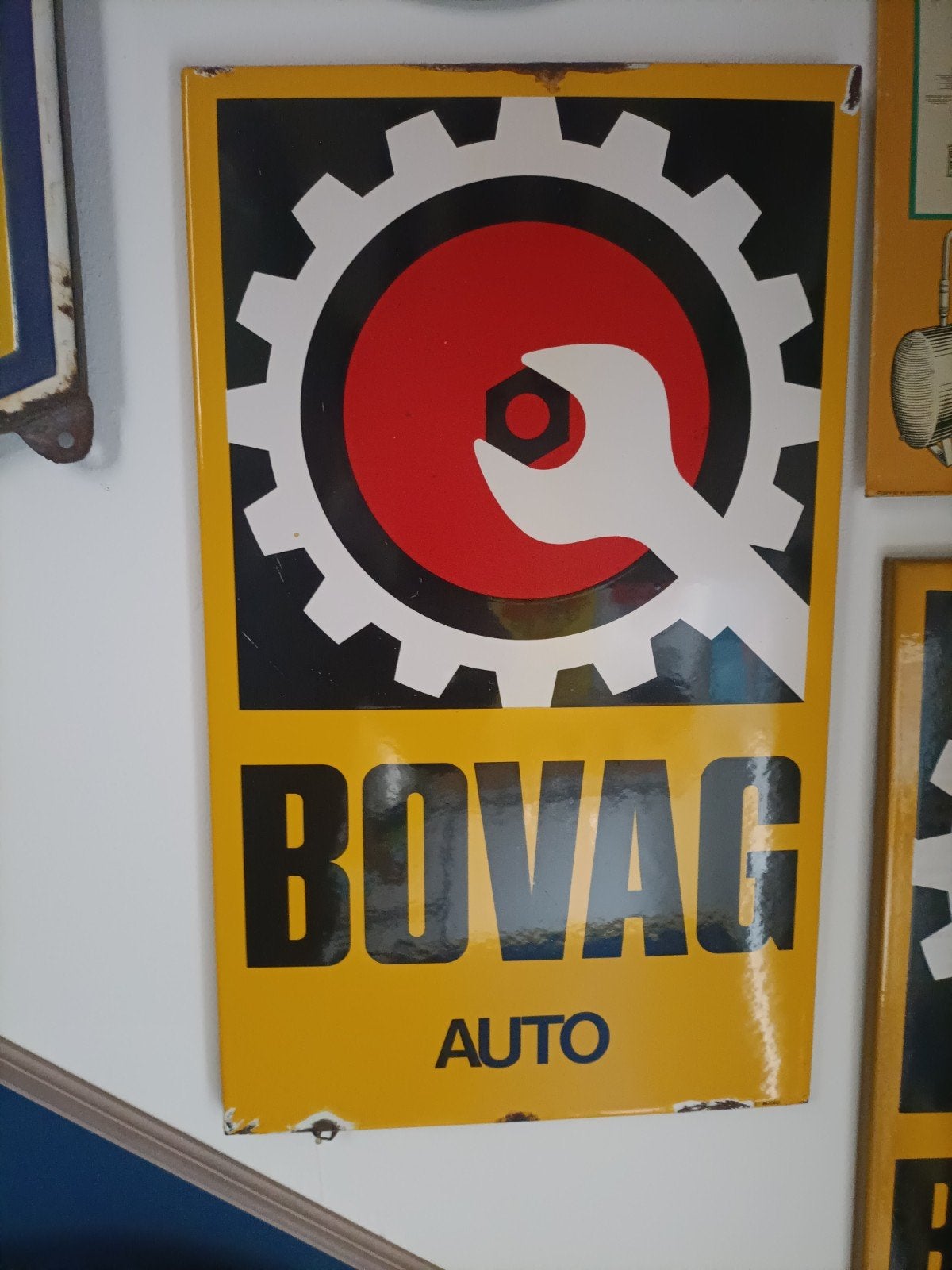 emaille bord BOVAG Auto - Langcat Bussum, Ophalen of Verzenden, Zo goed als nieuw, Reclamebord