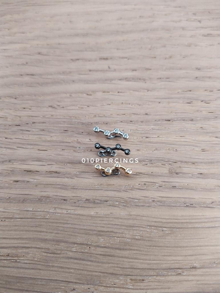 Nieuwe micro dermal. Zwart, zilver, goud. Met steentjes., Ophalen of Verzenden, Nieuw, Goud