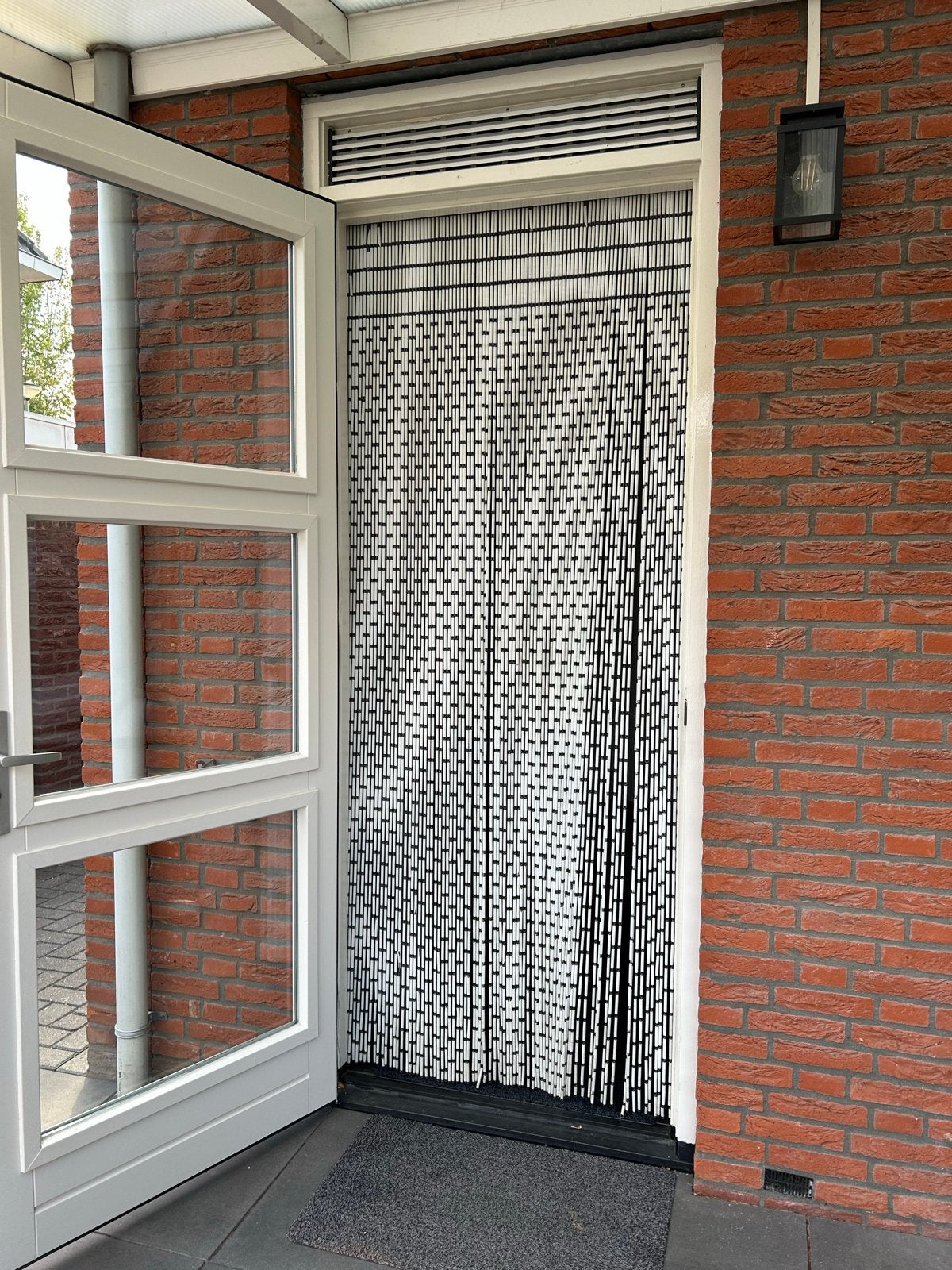 Vliegen/kralengordijn wit - 90x230 cm, Doe-het-zelf en Verbouw, Deuren en Horren, Gebruikt, 80 tot 100 cm, 215 cm of meer, Hordeur