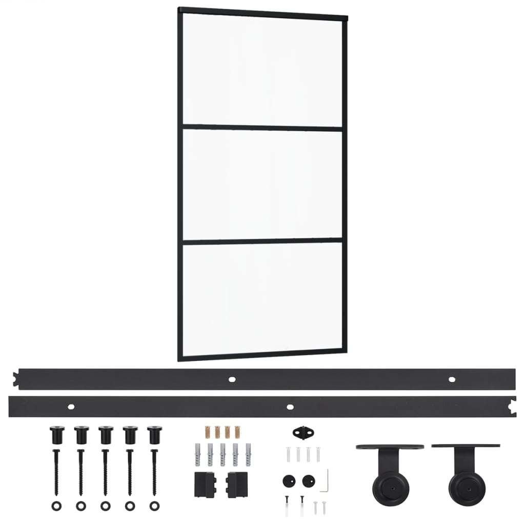 Schuifdeur 102 x 205 cm gehard glas zwart GRATIS BEZORGD!, 75 tot 150 cm, Verzenden, Overige typen, Nieuw