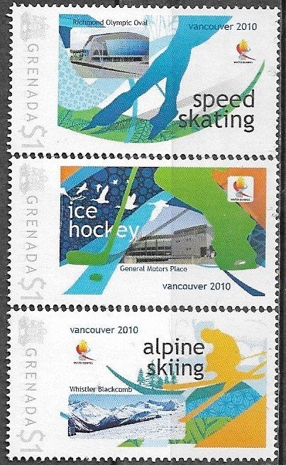 GRENADA serie Olympische Winterspelen te Vancouver 2010, Postzegels en Munten, Verzenden, Postfris, Sport