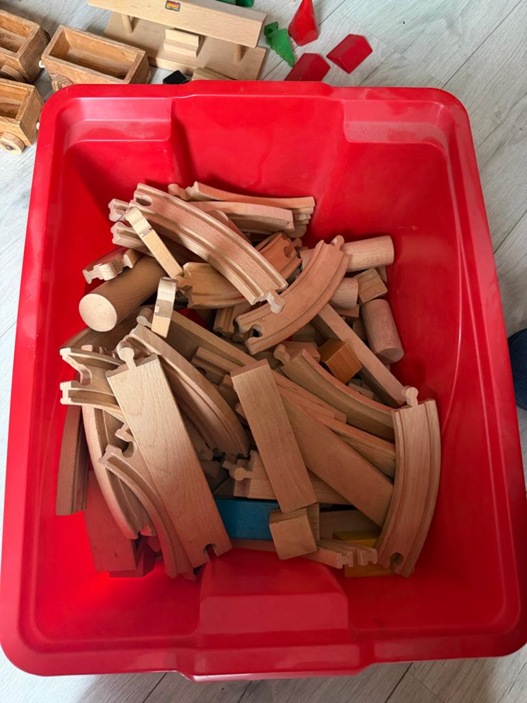 Grote Brio Houten Trein Set met Vintage Onderdelen, Ophalen, Gebruikt, Overige typen