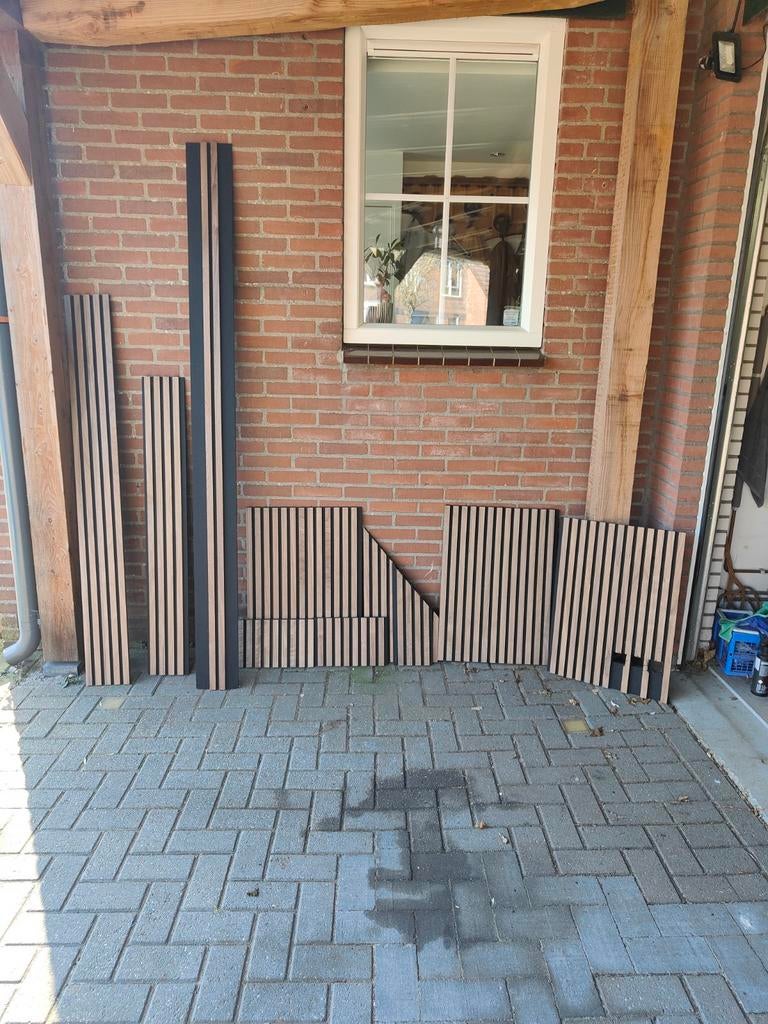Houten latten/panelen voor wandbekleding walnoot decoratie, Doe-het-zelf en Verbouw, Hout en Planken, Ophalen, Gebruikt, Minder dan 25 mm