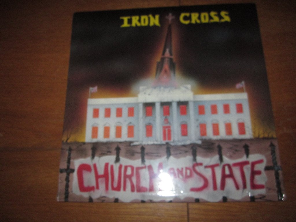 Iron Cross - Church And State 1987	Turmoil TMR 4711A USA LP, Beschermende buitenhoes, LP, Ophalen of Verzenden, 12 inch